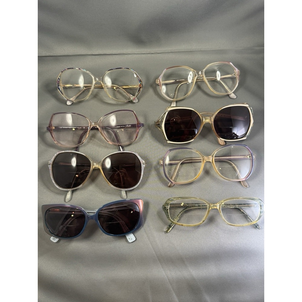 Lot of 8 Vintage Eyeglass & Sunglass Frames Silhouette Amanda Retro Oversized